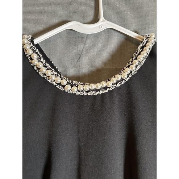 Betsey Johnson Dress Womens 2 Pearl Embellished Sheath Short Sleeve Elegant - Picture 2 of 6